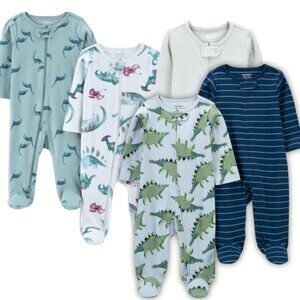 Carter's Baby Boy/Girl Bundle of 5 Cotton 2-Way Zip Sleepers | Size 6-9 Months
